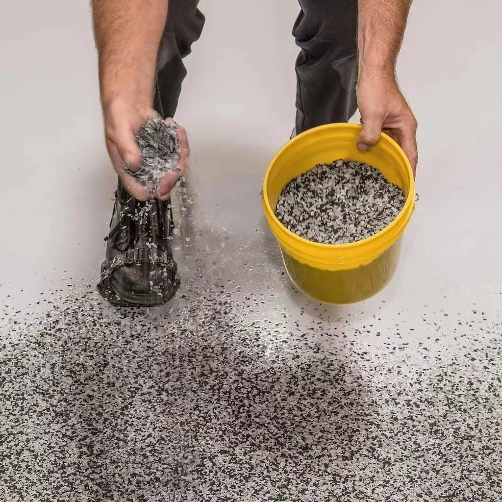 2:1 Fast Cure Epoxy Primer with Nightfall Decorative Flake Chips for Garage Floor Coating 11.4 L