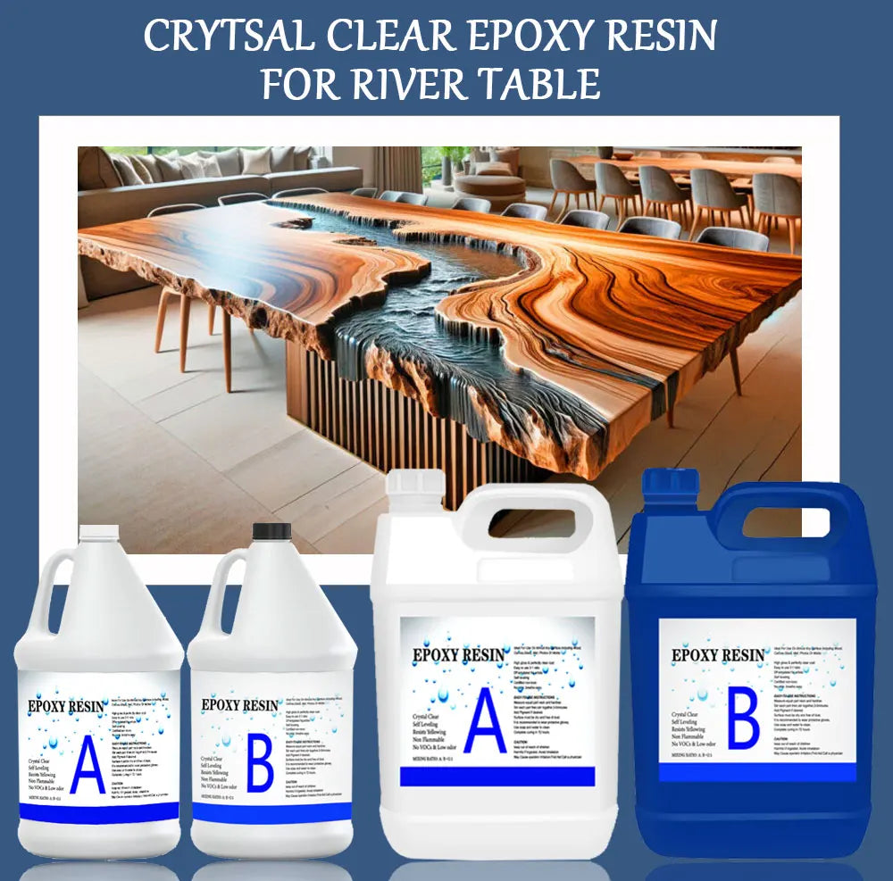 2:1 Crystal Clear Deep Pour Epoxy Resin Kit 3 Gallons for River Tables