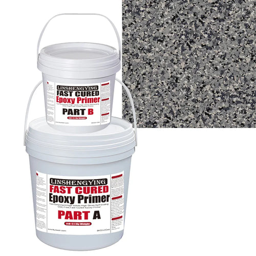 2:1 Fast Cure Epoxy Primer with Nightfall Decorative Flake Chips for Garage Floor Coating 11.4 L