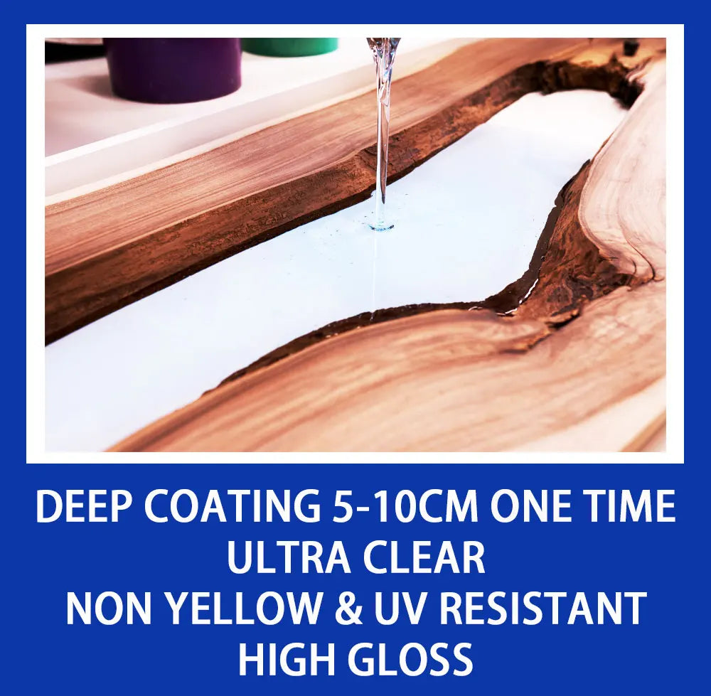 2:1 Crystal Clear Deep Pour Epoxy Resin Kit 3 Gallons for River Tables